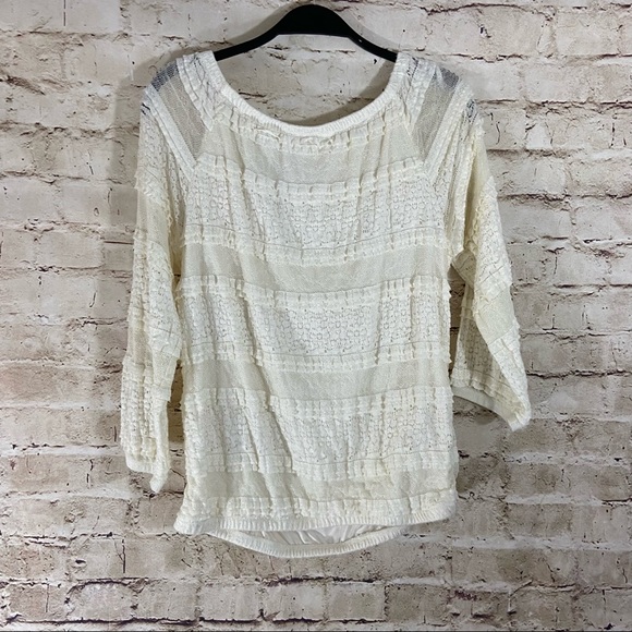 Candie’s lace inset cream long sleeve size large - Picture 6 of 9